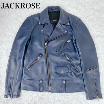새상품급 JACKROSE 더블 라이더 네이비 라무 가죽 양가죽 M