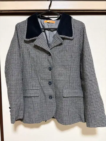 Fint 체크 무늬 자켓 그레이 네이비