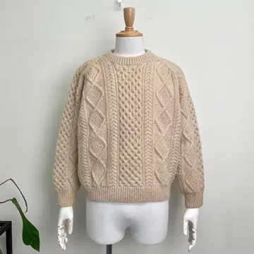 80s 90s 아일랜드제 핸드 니트 피셔맨 스웨터