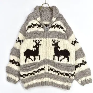 캐나다제 카우친 스웨터 니트 집업 루돌프 전나무