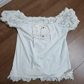 LIZLISA 오프숄더 상의 화이트 구제 의류 레트로 y2k