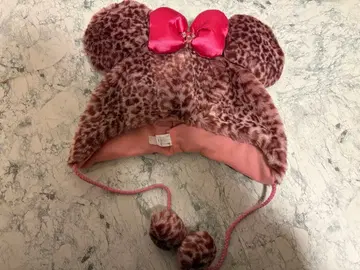 디즈니 팬캡 미니 마우스 레오파드 무늬 플리스 모자