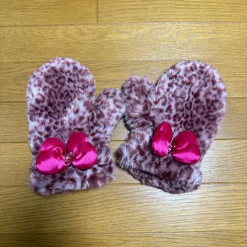 미니 마우스 레오파드 무늬 벙어리장갑/핑크