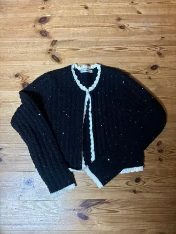 moussy GLITTER 니트 가디건 ( BLK )