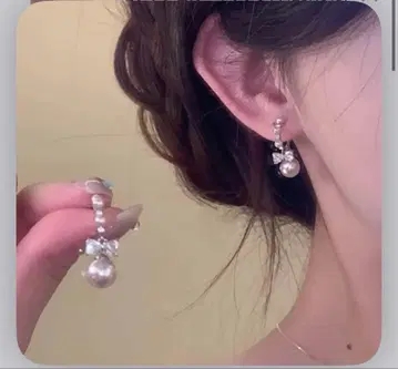 Anglelic Bow 귀걸이 양쪽 귀용 귀걸이