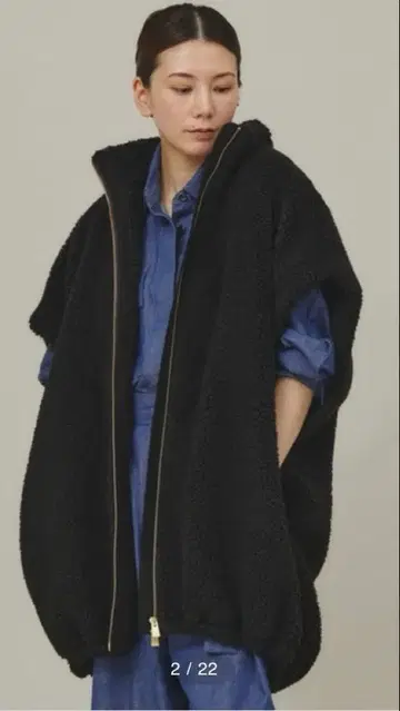 캘런솔로지 보아 스탠드 더블 지퍼 블루종