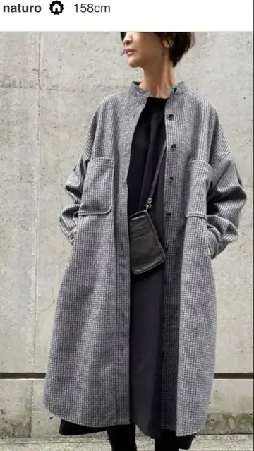 체크 무늬 롱 코트