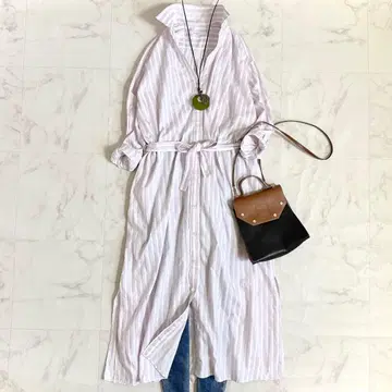 새상품급*프레임워크 컬러 스트라이프 셔츠 원피스 정가 2.3만 엔 핑크