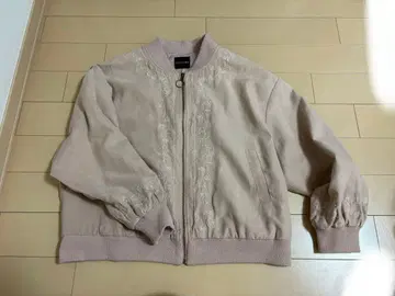 핑크 자수 봄버 자켓 블루종