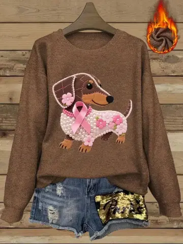 새상품 새상품급 L~XL 닥스훈트 자수 브라운 니트