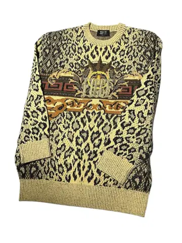 빈티지 FICCE 요시유키 코니시 니트 돈코니시 자수 레오파드