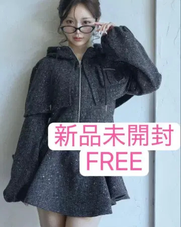 darich 라메 트위드 후드티 셋업 FREE