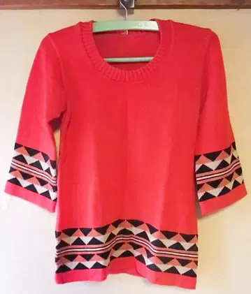 스웨터 빨간색 레트로 패턴