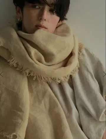 에트레토쿄 아소스메레 벨기에 린넨 프린지 스톨 [ 베이지 ]