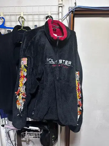 더블렛 플리스 자켓 블랙 자수