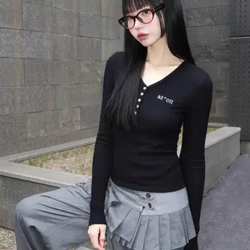 ason 블랙 긴팔 T셔츠 as'on