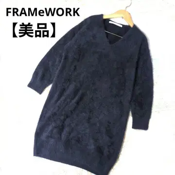 새상품급 FRAMeWORK 프레임워크 복슬복슬 모헤어 니트 원피스 네이비