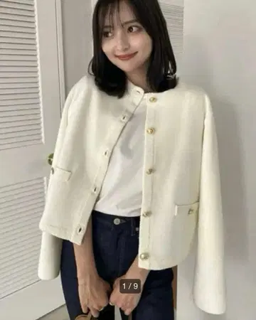 오리지널 버튼 노카라 니트 자켓 anuans