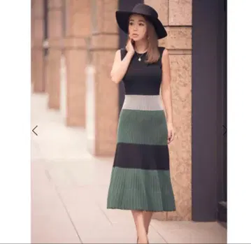 eimy istoire 롱 니트 원피스 블랙 그린 슬리브리스