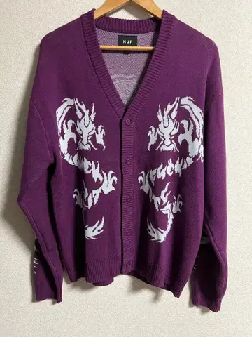HUF 드래곤 모티브 퍼플 가디건