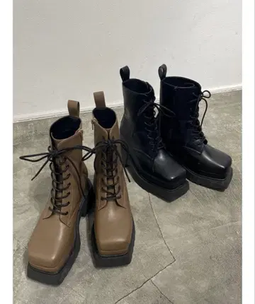 EMODA 에모다 탱크 레이스업 부츠 브라운 M 사이즈 23.5 통굽