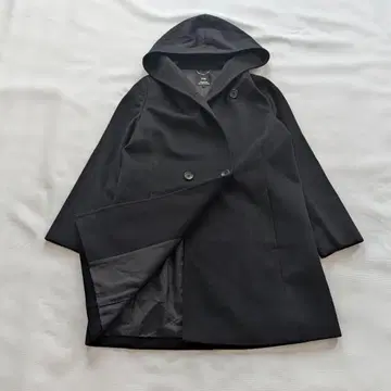 컨디션 최상 23구 캐시미어 혼방 후디드 코트 빅 사이즈 44 블랙