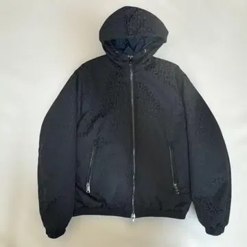 ARMANI EXCHANGE 올오버 로고 후디드 퍼 블루종