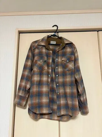 70s Pendleton 웨스턴 셔츠 화이트 택 울 vintage