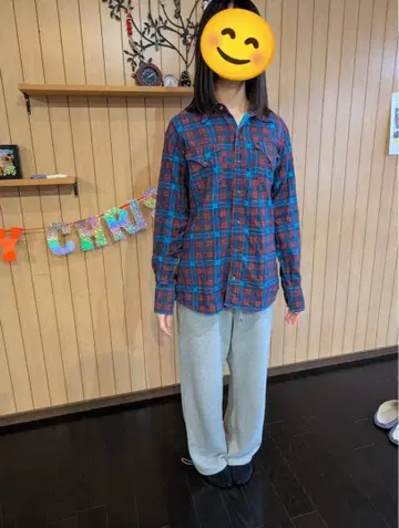 빈티지 HR MARKET 빨파 체크 플란넬 셔츠 사이즈 2