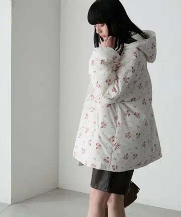 [ forky. ] 꽃무늬 리버서블 후디 패딩 자켓 다운