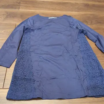 자수 네이비 반소매 튜닉 L 사이즈