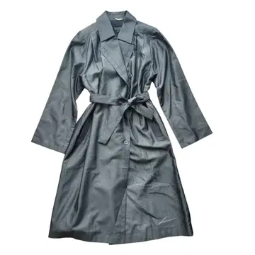 VESTINA 도쿄 스타일 실크 혼방 롱 코트 벨트 포함