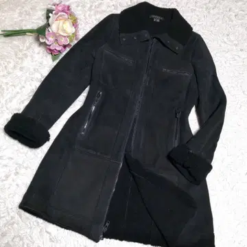 새상품급 M 띠어리 무스탕 롱 코트 블랙