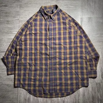 [ 90's ] PURITAN 옴브레 체크 셔츠 버튼 다운 XL 사이즈
