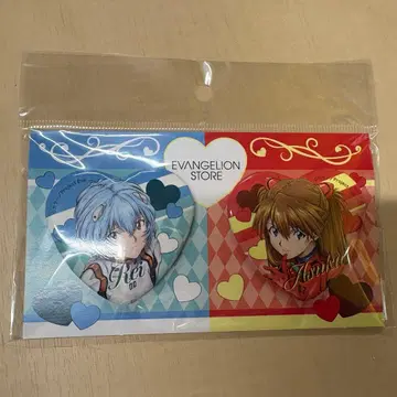 신세기 에반게리온 14주년 기념 페어 하트형 캔뱃지 아스카 아야나미 레이