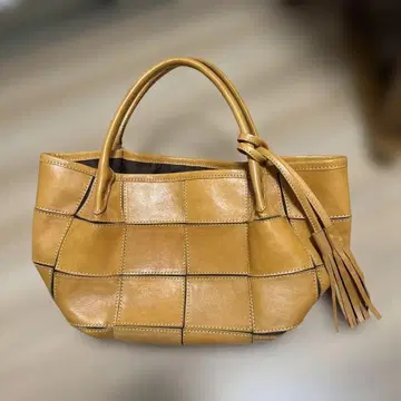 도어즈 카멜색 가죽 패치워크 토트백