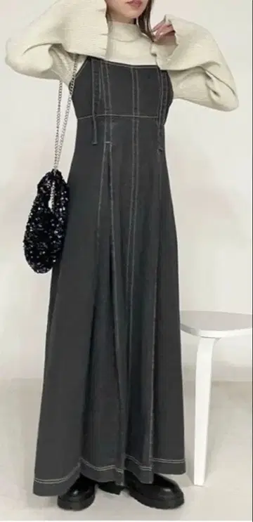 Heather 데님 점프슈트 블랙