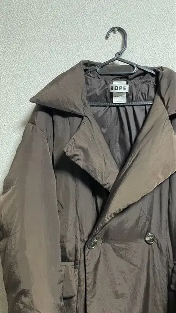 HOPE 브라운 더블 브레스트 다운 롱 코트