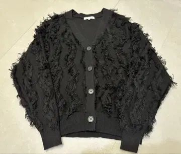 글로벌 워크 자카드 프린지 가디건 블랙 L 사이즈