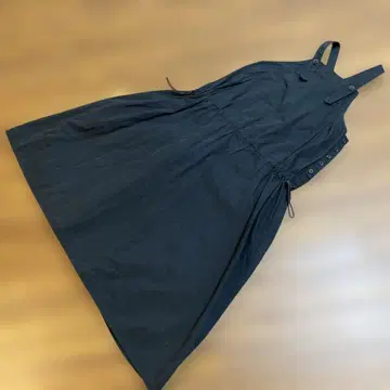 BEAMS BOY 코튼 오버롤 스커트 블랙 빔즈 보이