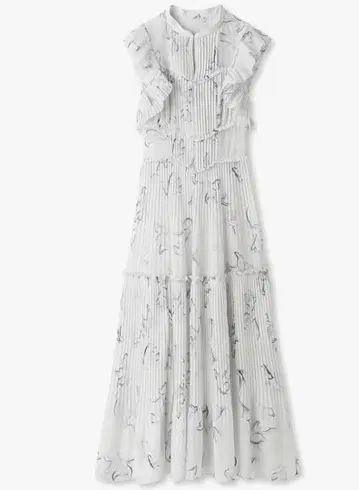 SNIDEL 프린트 슬리브리스 롱 원피스