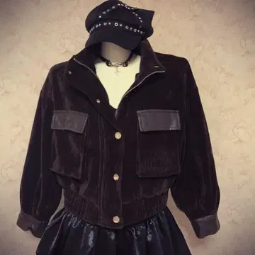 새상품급 Y2K 다크 브라운 코듀로이 크롭 자켓