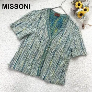 [ 미쏘니 ] 반팔 니트 가디건 상의 이탈리아제 오렌지 택 고급