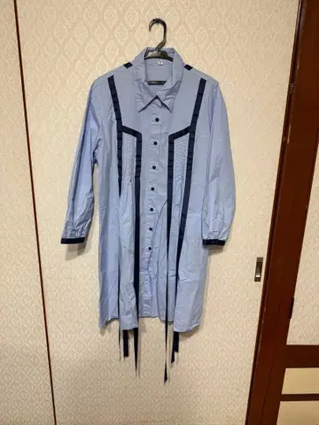 라이트 블루 스트라이프 셔츠 드레스 롱 셔츠