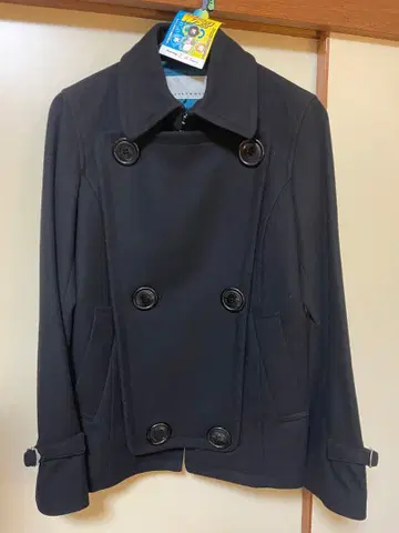 sunaokuwanara 더블 브레스트 피 코트 블랙