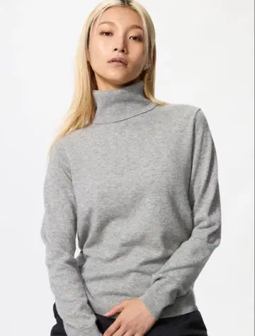 유니클로 UNIQLO 캐시미어 터틀넥 스웨터 그레이 라이트 그레이