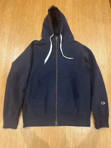 [ 고품질 L ] Champion 네이비 하이 지퍼 후드티 방풍 타입