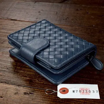 쉬프 가죽 양가죽 뜨개질 지갑 인트레차트 남성용 천연 가죽 파랑 블루