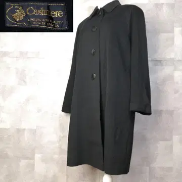 새상품급 L~XL 캐시미어 100 롱 스탠드 칼라 코트 블랙 빅 사이즈