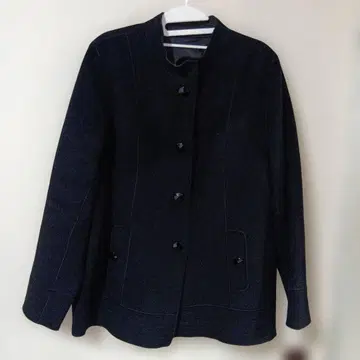 스탠드 카라 블랙 울 코트